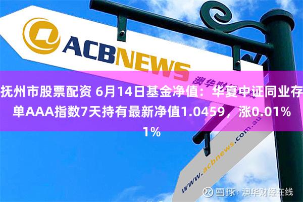 抚州市股票配资 6月14日基金净值：华夏中证同业存单AAA指数7天持有最新净值1.0459，涨0.01%