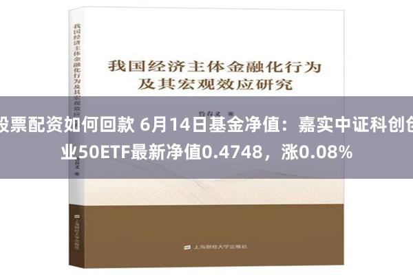 股票配资如何回款 6月14日基金净值：嘉实中证科创创业50ETF最新净值0.4748，涨0.08%