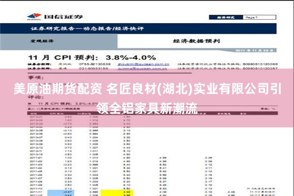 美原油期货配资 名匠良材(湖北)实业有限公司引领全铝家具新潮流