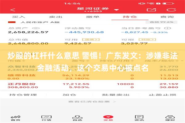 炒股的杠杆什么意思 警惕！广东发文：涉嫌非法金融活动，这个交易中心被点名